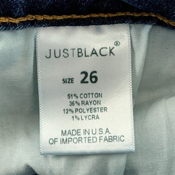 JUST BLACK Jeans sz 26 Skinny Ankle Medium Wash Raw Hem Stretchy Inseam 25" - Picture 10 of 11